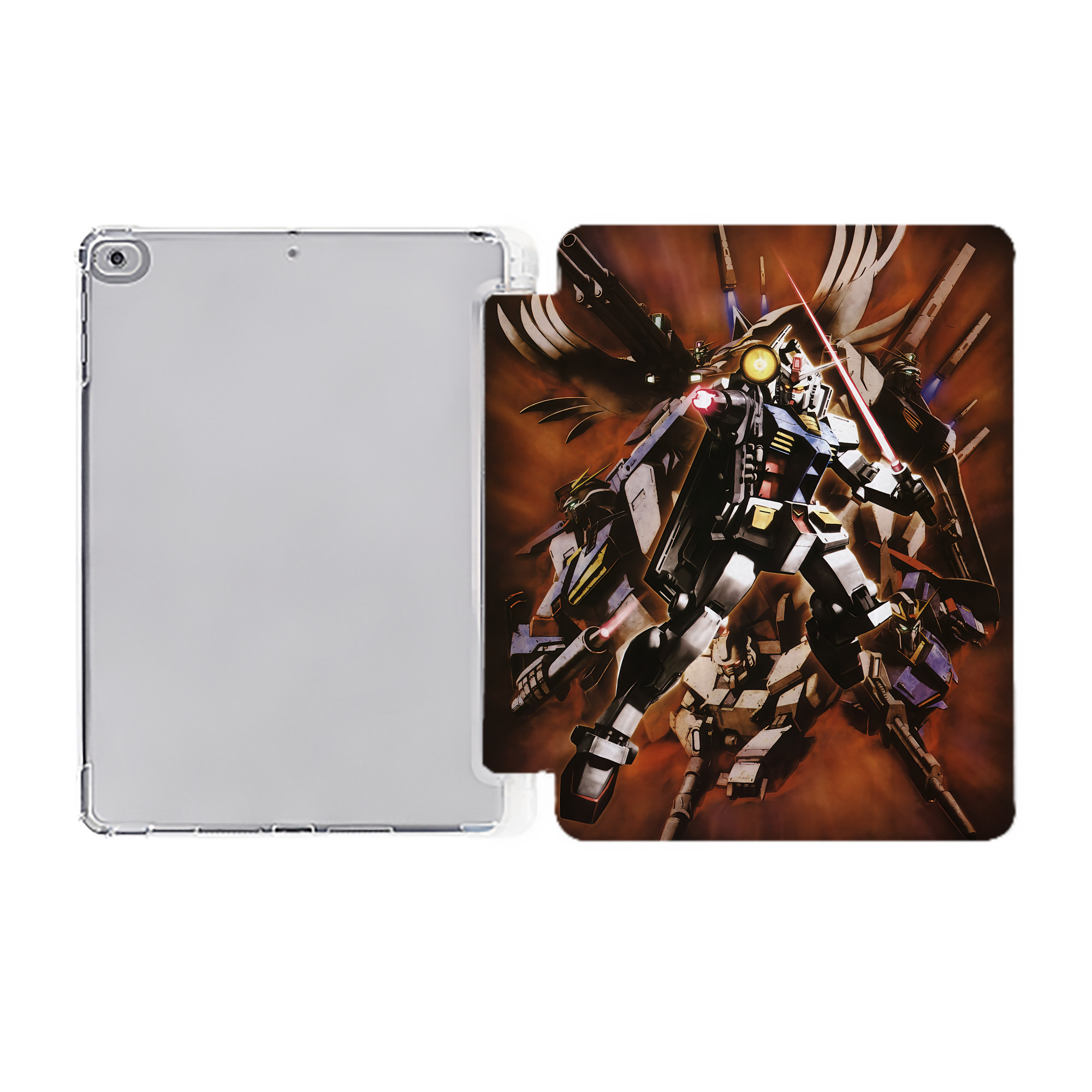 （画像用） 機動戦士ガンダム Mobile Suit Gundam IPad ケース ペン収納付き 三つ折りスタンド PUレザー×シリコン 対応機種9.5/10.5/10.9インチ